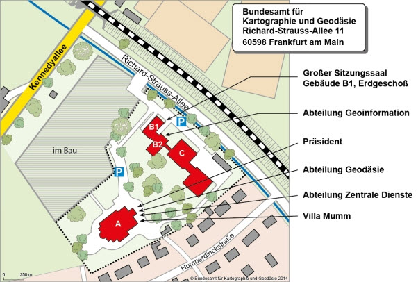 Lageplan Bundesamt für Kartographie und Geodäsie (BKG) in Frankfurt am Main