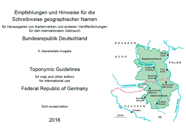 Schreibweise geographischer Namen (verweist auf: Empfehlungen und Hinweise für die Schreibweise geographischer Namen)